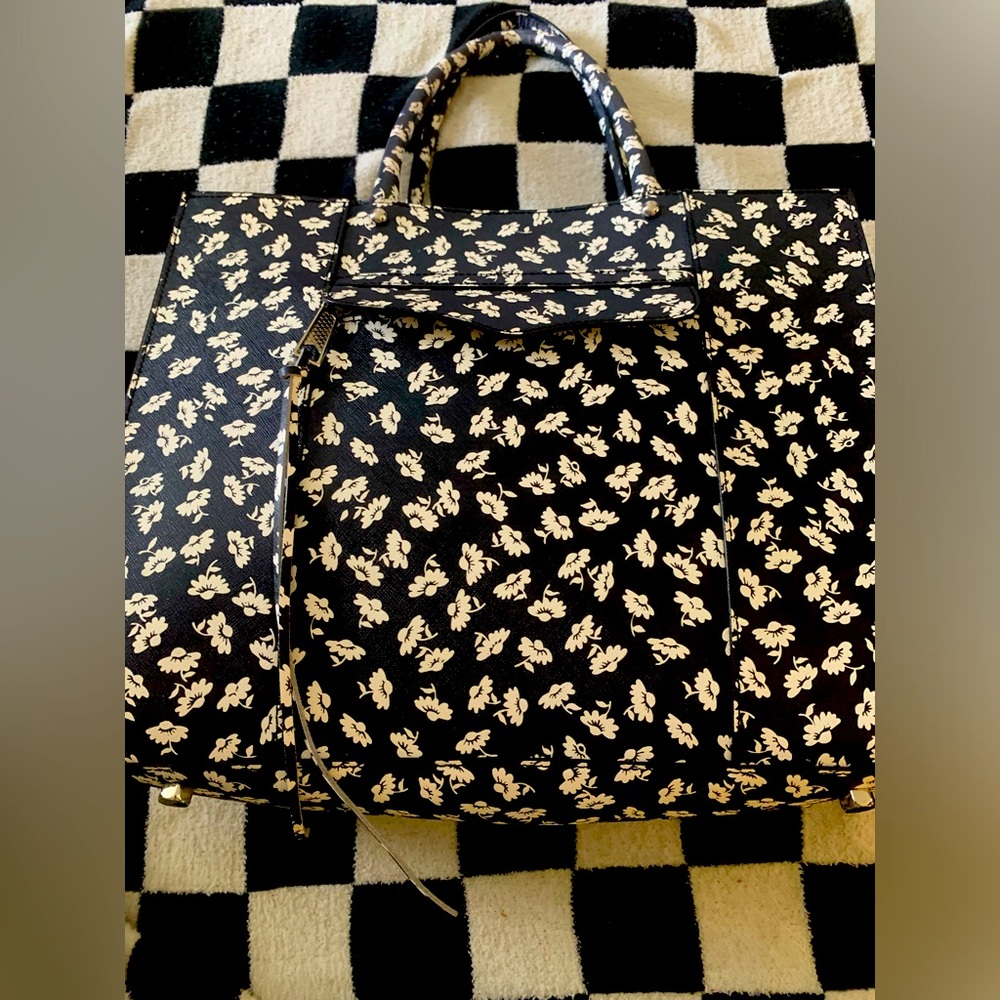 Rebecca Minkoff b&w floral structured tote